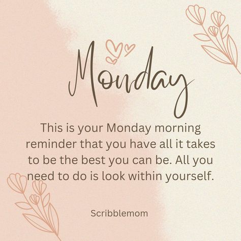 Monday motivation Monday Pep Talk, Monday Thoughts, Pink Monday, Beauty Tips Quotes, Massage Therapy Quotes, Morning Encouragement, Weekly Blessings, Quotes For Business, Monday Morning Inspiration