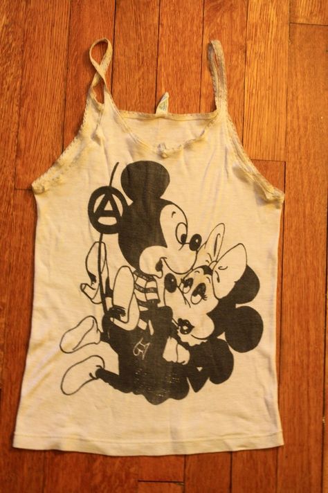 Vintage Vivienne Westwood  mice cant get their groove on? Vivienne Westwood Punk, Vintage Vivienne Westwood, Destroyed T Shirt, Gothic Outfit, 70s Clothing, Crust Punk, Archive Fashion, Mickey And Minnie Mouse, Vintage Classics