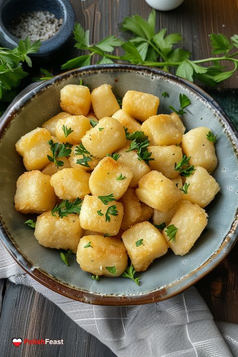 Kopytka, are traditional soft and chewy Polish Potato Dumplings. Make you own Polish Kopytka with this simple and quick recipe! Polish Potato Dumplings, Bacon Fried Cabbage, Pierogi Recipe, Potato Dumplings, Cabbage And Bacon, Polish Food, Fried Cabbage, Potato Bread, Gnocchi Recipes