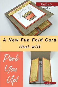 Scrapbook Cards Ideas, Cards For Scrapbook, Lisa Curcio, How To Make Cards, Fancy Fold Card Tutorials, Card Making Templates, Card Folds, Fun Folds, Coffee Cards