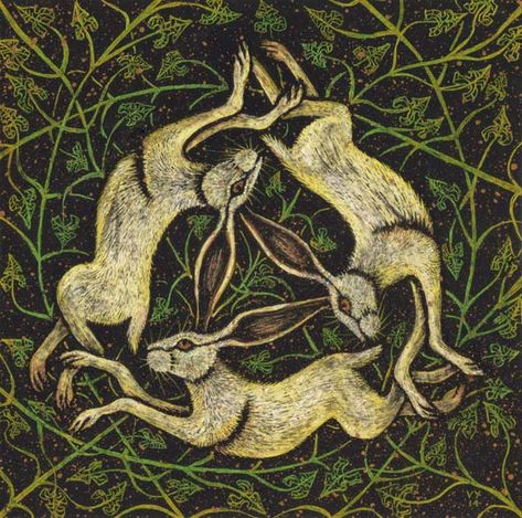 Lapin Art, Pagan Symbols, March Hare, Rabbit Art, Bunny Art, Celtic Art, Medieval Art, A Circle, Art Graphique