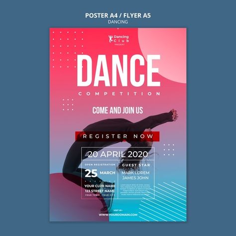 Colorful dance poster template Free Psd | Free Psd #Freepik #freepsd #poster #music #party #dance Dance Event Poster, Dance Poster Design, Promo Flyer, Event Poster Template, Flyer Inspiration, Dance Workshop, Fathers Day Poster, Poster Template Free, Flyer Design Layout