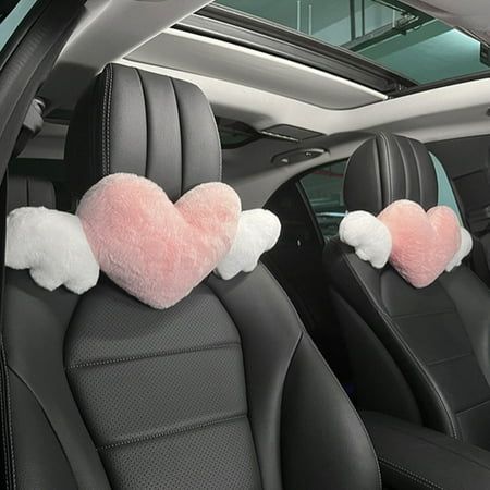 Love Style Pillow Car Headrest Waist Support Neck Protection Pillow Valentine's Day Gift Features: Car headrest heart waist support and neck support car seat backrest waist cushion. travel and comfortable driving. Using this lumbar and headrest for driving can effectively fatigue. It's very comfortable to lean gently! Effectively the lumbar spine and driving fatigue. The elastic is easy to install. Plush fabric, skin friendly and soft, filled with cotton, elastic and without deformation. Size: h Jdm Car Decor, Pink Car Decor Aesthetic, Prius Interior Decor, Pink Car Accessories Amazon, Light Pink Car Accessories, Cool Gadgets For Women, Car Decor Exterior, Pastel Car Interior, Cute Car Essentials