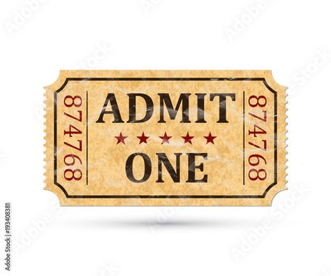 Stock Image: Admit one ticket. Vintage admission ticket isolated on white background. Vector illustaration Admit Ticket, Admit One Ticket, Vintage Ticket, One Ticket, Admission Ticket, Admit One, Corporate Brochure, Website Design Inspiration, Company Profile