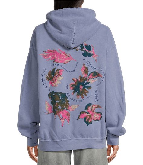 From BDG Urban Outfitters, this hoodie features:Attached hoodLong sleevesSmall botanical print on the frontLarge botanical print on the backFront kangaroo pocketPullover stylingCotton/polyesterMachine wash/tumble dryImported. Weird Hoodies, Junior Hoodies, Urban Outfitters Long Sleeve, Cute Hoodies, Hippie Hoodie, Clothes Wishlist, School Fit, Oversized Hoodies, Trendy Hoodies