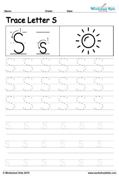 Alphabet tracing worksheets pdf | Preschool & Kindergarten tracing letter Letter S Practice Worksheet, Letter S Worksheet, Alphabet Activities For Preschool, Letter Writing For Kids, Letter S Worksheets, Letter Practice Sheets, Letter Tracing Printables, Alphabet Writing Worksheets, Letter Worksheets For Preschool