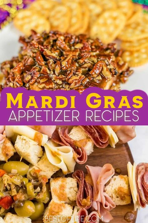 Mardi Gras Food Appetizers, Mardi Gras Snacks, Mardi Gras Recipes Easy, Mardi Gras Dinner Party, Mardi Gras Appetizers, Fat Tuesday Food, Cajun Appetizers, Mardi Gras Party Food, Party Food Favorites