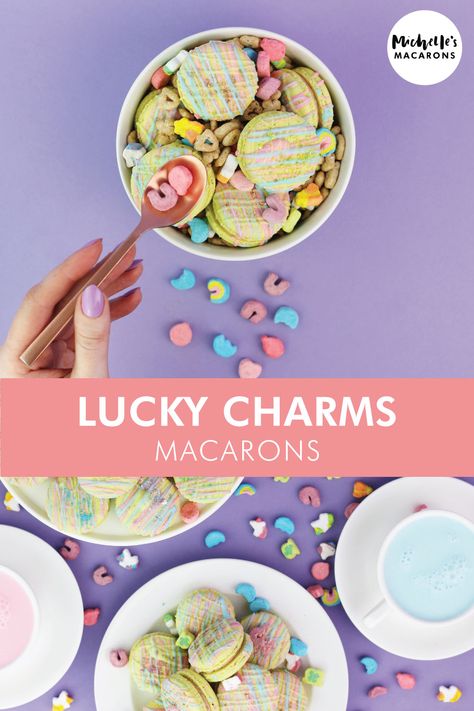 Macaron Filling Recipe, Macaron Tutorial, Macaroon Filling, Macaroons Flavors, Lucky Charms Treats, French Macaroon Recipes, Macaron Filling, Lucky Charms Marshmallows, St Patrick Day Treats