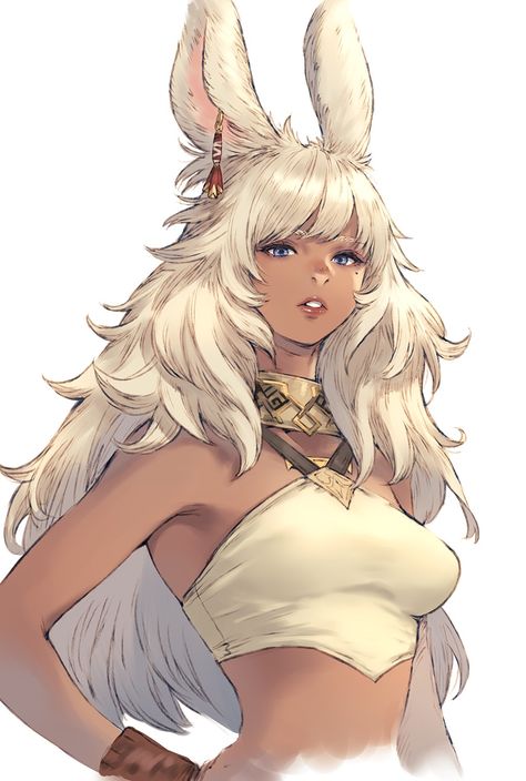 Miqo'te Female Art, Bunny Hybrid Oc, Kemonomimi Oc, Ffxiv Viera, Viera Final Fantasy, Bunny Hybrid, Bunny Oc, Ffxiv Art, Hybrid Oc