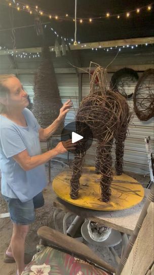 Here I am working on my Grapevine deer. | By The Grapevine LadyFacebook Grapevine Tree, Diy Grapevine Wreath, Deer Statues, Working On Myself, Grapevine Wreath, Grape Vines, Vines, Grapes, Deer