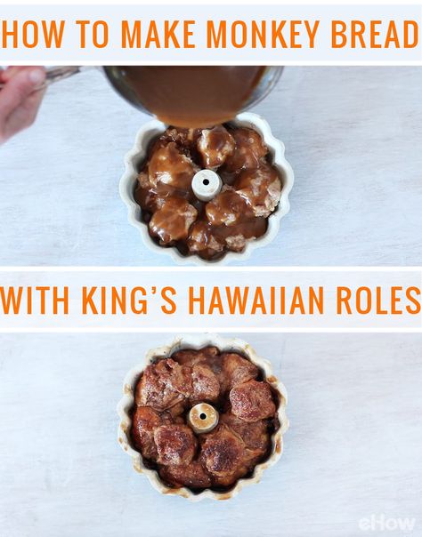 Monkey Bread Hawaiian Rolls, Kings Hawaiian Monkey Bread, King's Hawaiian Recipes, Monkey Bread With Hawaiian Rolls, Desserts With Hawaiian Rolls, Uses For Hawaiian Sweet Rolls, Hawaiian Roll Monkey Bread, Kings Hawaiian Rolls Dessert Recipe Ideas, Kings Hawaiian Dessert