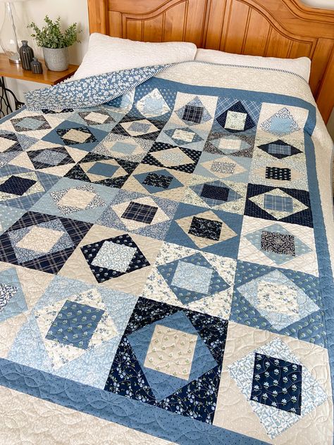 Free pattern} Floating Squares – Carried Away Quilting Floating Squares Quilt Pattern, Blue Quilt Patterns, Cake Squares, Fun Quilts, Quilt Blocks Easy, Jelly Roll Quilt Patterns, Reach Out To Me, Fat Quarter Quilt, Quilt Square Patterns