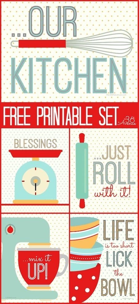 Roundup: 22 Free Kitchen Wall Art Printables » Curbly | DIY Design Community Kitchen Printables Free, Hobby Corner, Farmhouse Printables, Kitchen Printables, Kitchen Wall Art Printables, Pretty Printables, Kitchen Set, Kitchen Sets, Free Prints