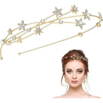 Amazon.com Shopping Cart Fashion Headpiece, Tiara For Bride, Crown Fashion, Crown Halo, Unique Headband, Goddess Crown, Star Goddess, Halo Crown, Halo Headband