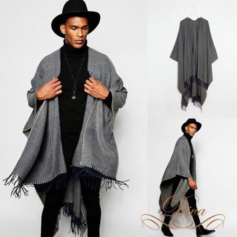 Poncho Outfit Men, Mens Fall Street Style, Poncho For Men, Poncho Fashion, Poncho Men, Poncho Outfit, Fashion Souls, Latest Mens Wear, Masc Fashion