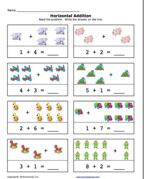 Pre-K Addition Worksheets | Click here: add1-10.pdf to download the document. Kindergarten Math Addition, Kindergarten Math Worksheets Addition, Kindergarten Math Worksheets Free, Kindergarten Addition Worksheets, Fun Worksheets For Kids, Math Addition Worksheets, Addition And Subtraction Worksheets, Preschool Math Worksheets, Kids Worksheets Preschool