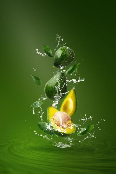 Fruit Splash, Water Splashing, Green Avocado, Food Art Photography, Avocado Fruit, Splash Photography, Fruit Wallpaper, Fruit Photography, 140 Pounds