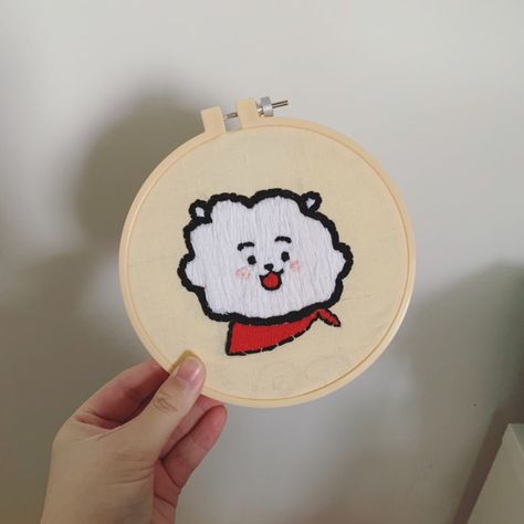 Bts Embroidery Designs, Bt21 Embroidery, Bts Embroidery, Embroidered Hair Bows, Embroidery Stitches Beginner, Clothes Embroidery Diy, Embroidery Lessons, Bts Bt21, Embroidery Stitches Tutorial