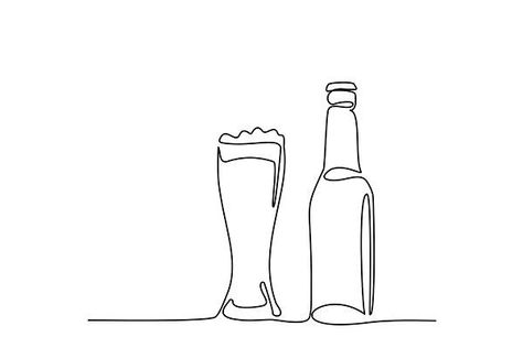 Beer bottle and glass with beer#objects #objectsdownload #objectstodraw #objectsdeign Beer Bottle Tattoo Small, Beer Line Art, Beer Glass Tattoo, Beer Glass Drawing, Glass Bottle Tattoo, Beer Bottle Tattoo, Object Tattoos, Beer Bottle Illustration, Beer Bottle Drawing