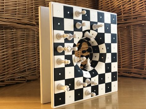 Wormhole Chess Board | 3D model | DaveMakesStuff | Thangs Wizard Trinkets, Chess Memes, Chess Board Design, 3d Chess Board, 3d Chess, Interactive Art Installation, Printable Toys, Chess Boards, Steampunk Accessories