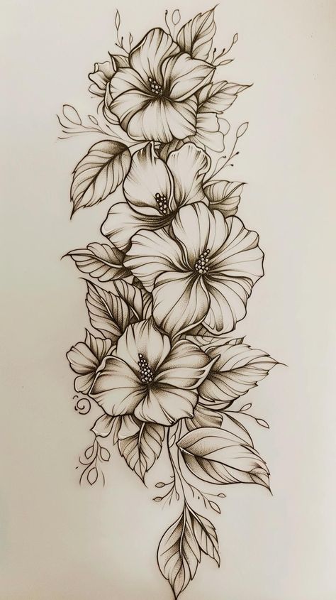 Hibiscus Tattoos For Women, Hibiscus Neck Tattoo, Hibiscus Flower Spine Tattoo, Hibiscus Flower Tattoo Stencil, Hibiscus Spine Tattoo, Hibiscus Sleeve Tattoo, Hibiscus Tattoo Stencil, Hibiscus Back Tattoo, Tattoos To Get For Your Mom