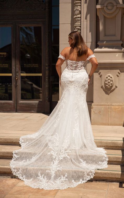 Strapless Plus Size Lace Sweetheart Fit-and-Flare Wedding Dress Alexandra’s Bridal Boutique, Plus Size Fit And Flare Wedding Dress, Flare Wedding Dress, Plus Size Bridal, Plus Size Wedding Dress, Plus Size Wedding Gowns, Ivory Gown, Blush Bridesmaid Dresses, Essense Of Australia