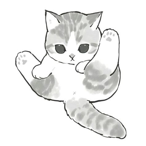 Grey Cat Drawing, Cat Grey, Grey And White Cat, Kitten Drawing, Cat Profile, Gato Anime, Cute Cat Drawing, Animation Art Sketches, Fluffy Cat