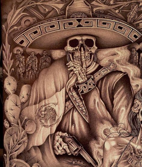 Mexican Gunslinger Tattoo, Mexican Cultural Tattoos, Mexican Soldier Tattoo, Mexican Heritage Tattoos Small, Ranchero Tattoo, Spaniard Tattoo, Charro Skull Tattoo, Aztec Warrior Tattoo Men, Charro Tattoo Mexican