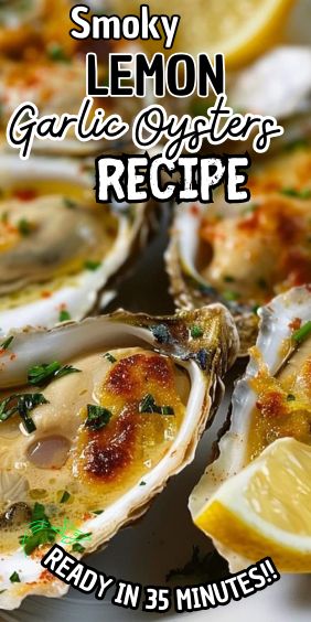 Smoky Lemon Garlic Oysters Garlic Butter Oysters, Garlic Oysters, Canned Oyster Recipes, Scallion Chicken Recipe, Lobster Pasta Recipe, Canned Oysters, Chic Dinner Party, Cooked Oysters, Smoked Oysters