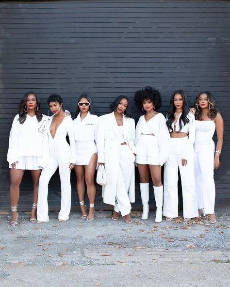 All White Outfit Group Photoshoot, Ladies Group Photoshoot Ideas, Kahlana Barfield Style, Black Group Photoshoot Ideas, Friends Photoshoot Black Women, Color Coordinated Outfits Friends, Black Women Group Photoshoot Ideas, Diverse Group Of Women Photoshoot, Kahlana Barfield Brown