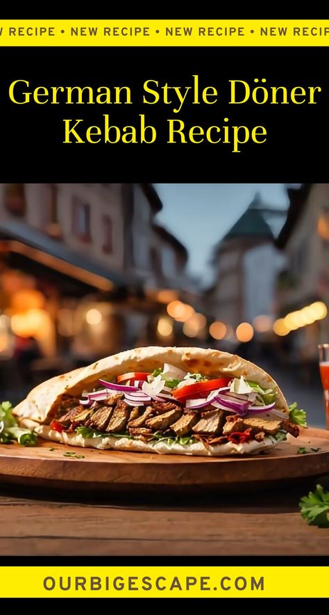 The German Style Döner Kebab Recipe is a popular and flavorful dish that has found its place in the hearts and palates of many people around the world. It is a dish characterized by slices of seasoned meat, usually lamb, beef, or chicken, stacked on a vertical rotisserie. The meat is slowly roasted, resulting in succulent and tender slices that are thinly shaved for serving. Vertical Rotisserie, Döner Kebab, Bratwurst Sausage, Kebab Recipe, Different Types Of Bread, Doner Kebab, German Style, Kebab Recipes, Global Cuisine