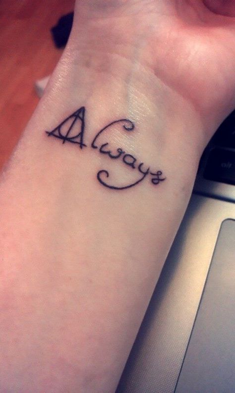 "Always" Severus Snape tattoo from Harry Potter and the Deathly Hollows Part 2. Harry Potter Tattoos Severus Snape, Professor Snape Tattoo, Snape Always Tattoo, Severus Snape Tattoo Ideas, Snape Tattoo Ideas, Snape Tattoo, Severus Snape Tattoo, Deathly Hollows, Always Tattoo