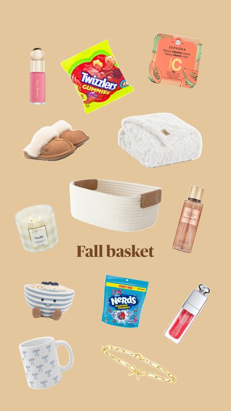 Gift basket inspo Mini Basket Gift Ideas, Spring Basket Ideas, Thanksgiving Basket, Thanksgiving Baskets, Thank You Baskets, Fall Basket, Baskets Diy, Spring Basket, Diy Gift Baskets