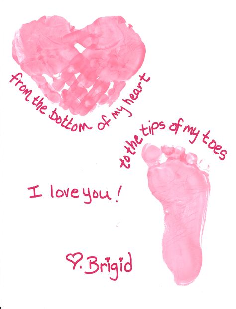 Valentine made with my 2 y/o Hand Print Art, Valentines Bricolage, February Crafts, Footprint Crafts, Valentine's Day Crafts For Kids, Preschool Valentines, Toddler Valentines, Valentine Crafts For Kids, Foot Print