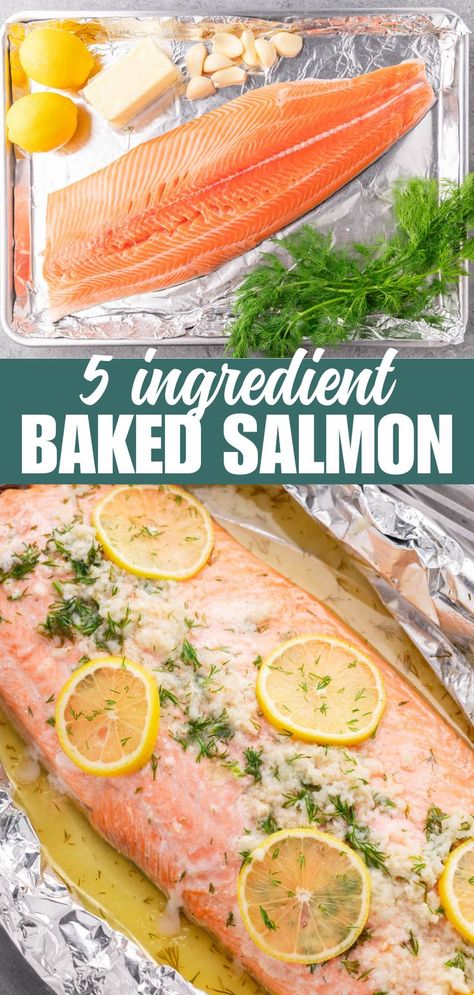 It doesn’t get much easier than this Easy 5 Ingredient Baked Salmon recipe with a garlic, lemon, and dill butter sauce. All it takes is 5 ingredients and 20 minutes of your time. So simple, so flavorful! Lemon Sauce For Salmon, Light Chicken Recipes, Dill Butter, Oven Baked Salmon Recipes, Salmon Recipes Oven, Dill Sauce For Salmon, Baked Salmon Lemon, Baked Salmon Recipe, Dill Recipes