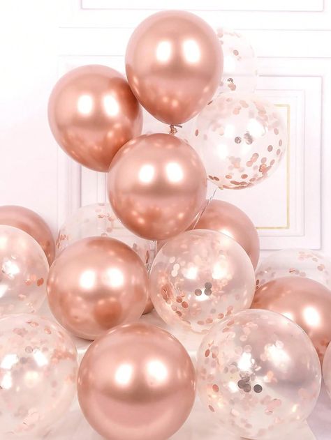 Rose Gold  Collar  Latex   Embellished   Event & Party Supplies Rose Gold Sleepover Party, Rose Gold Pink And White Birthday Party, Blush Party Decor, Sleepover Bday, Rose Gold Party Theme, Rose Gold Party Decorations, Gold And Pink Balloons, Rose Gold Party Decor, Emoji Generator