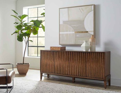 Experience the magic of mid-century modern design as you revel in the practicality of our Delray console. Immerse yourself in the nostalgia of a time gone by, while enjoying the convenience of state-of-the-art storage solutions. #homefurnishings #martinfurniture #martinhomefurniture #designinspo #entertainmentfurniture #accentfurniture #furniture #interiordesign #freshdesigns Credenza Office, Office Console, Credenza Decor, Bookcase With Glass Doors, Living Room Console, Mid Century Modern Wood, Furniture Material, Entryway Console Table, Brown Furniture