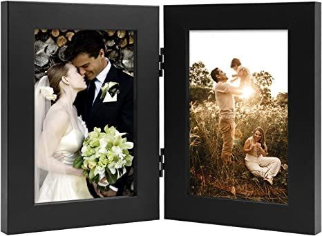 Golden State Art, 4x6 Double Picture Frame Vertical Hinged Photo Frame 2 Opening Folding Family Frames Collage, with Real Glass (4x6, Black, 1-Pack) Family Collage Frame, Hinged Picture Frame, Double Picture Frame, Frames Collage, Family Photo Collages, Double Picture, Family Frames, Collage Picture Frames, 4x6 Photo