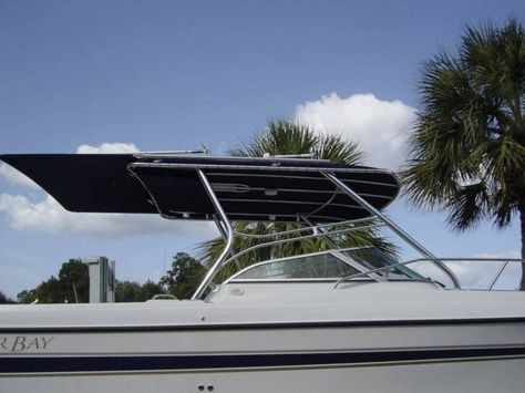 Half Tower - Quality T-Tops & Boat Accessories Boat Bimini Top Ideas, Pontoon Boat Makeover, Pontoon Boat Hacks, Pontoon Boat Makeover Diy, Pontoon Makeover, Diy Pontoon Boat, Pontoon Boat Decor, Pontoon Boat Ideas, Boat Makeover