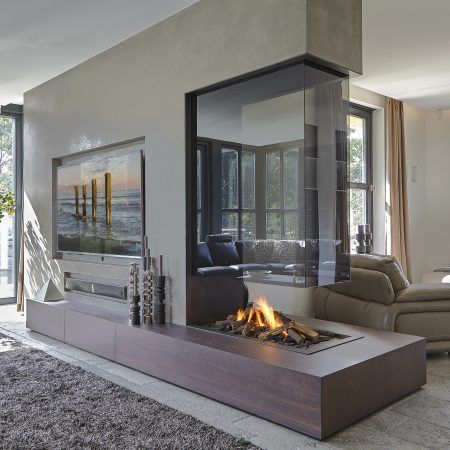 3 Sided Fireplace, Hanging Fireplace, Two Sided Fireplace, Double Sided Fireplace, Glass Fireplace, Contemporary Fireplace, Home Fireplace, Modern Fireplace, Fireplace Wall