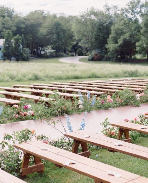 Outdoor Wedding Seating, Wedding Bench, Wedding Ceremony Seating, Wedding Isles, Aisle Flowers, Ceremony Design, Rustic Bench, Ceremony Seating, Connecticut Wedding