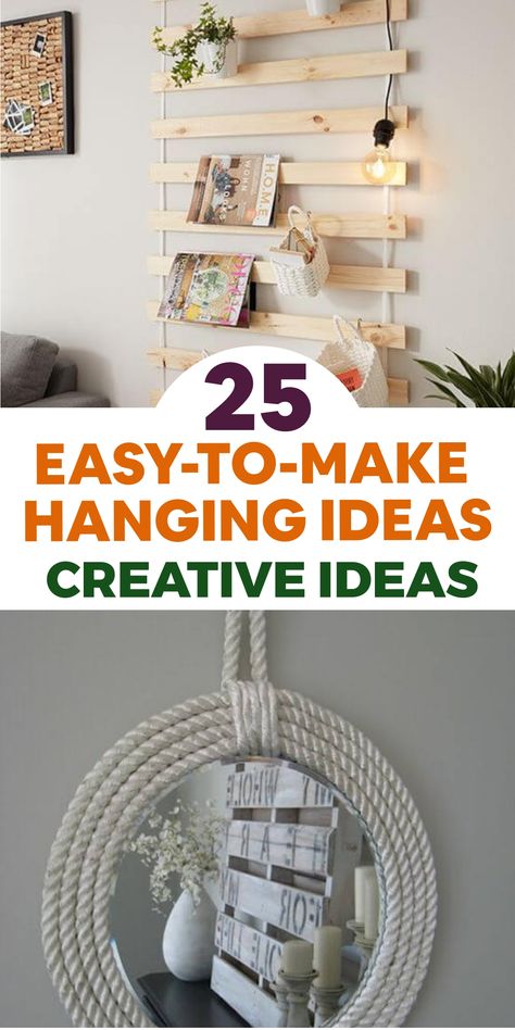 Elevate your creativity this weekend with simple DIY hanging projects to infuse charm into your space. Craft a macrame plant hanger for a bohemian touch, opt for a colorful tassel garland to liven up walls or windows, or create a unique photo display to showcase memories. These easy-to-make hanging ideas will add flair and personality to your home decor while offering a fun and relaxing activity for the weekend. Let these projects bring joy and creativity to your crafting time. Hanging Photo Display, Nautical Rope Mirror, Mason Jar Planter, Tassel Wall Hang, Diy Dining Room Table, Wall Plant Hanger, Window Hanger, Diy Dining Room, Hanging Ideas