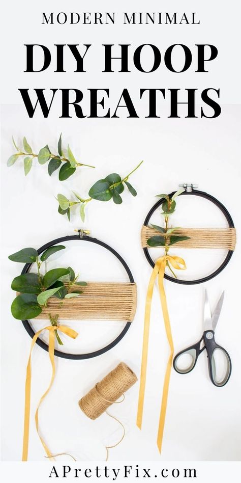 Hoop Wreath Diy, Hoop Crafts, Hoop Wreaths, Square Wreath, Wreath Rings, Embroidery Hoop Crafts, Boho Wreath, Easy Diy Wreaths, Modern Wreath