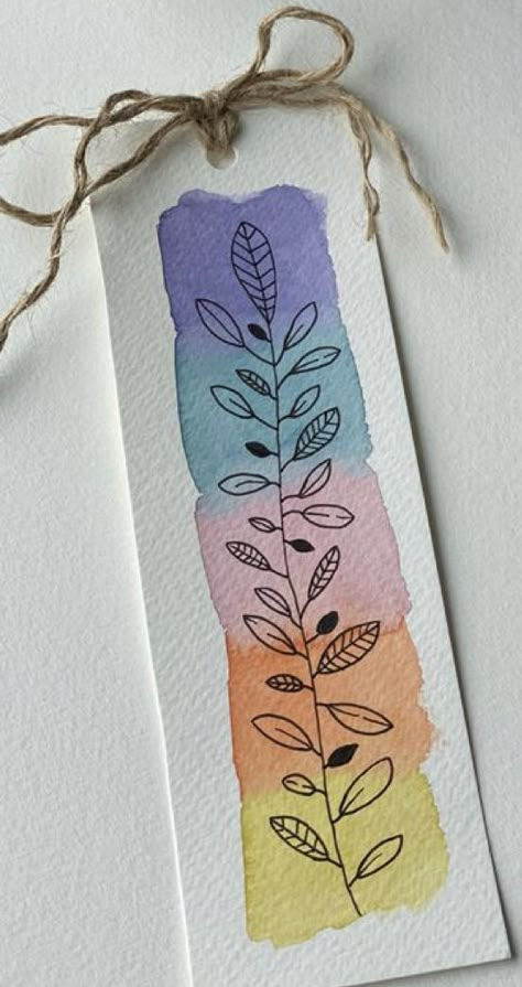 Water Painting Bookmarks, Watercolor Book Mark Idea, Diy Watercolour Bookmarks, Easy Alcohol Marker Art, Watercolor Art Bookmark Ideas, Simple Watercolour Bookmarks, Homemade Bookmarks Watercolor, Watercolor Crafts To Sell, Watercolour Bookmarks Tutorials