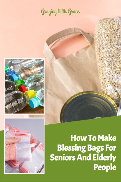 A generous way to show care for the elderly in your community is through making blessing bags. Keep reading as we share our detailed guide on how to make blessing bags for seniors and elderly people in this article. #grayingwithgrace #elderly #eldercare #blessingbags #blessingbagsforseniors Blessing Bags For Nursing Home Residents, Blessing Bags Ideas, Elderly Care Package, Gifts For Seniors Citizens, Advent Bags, Blessing Bag, Service Projects For Kids, Nursing Home Gifts, Church Outreach