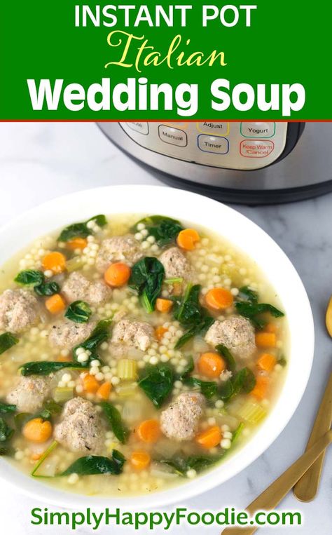 Pressure Cooker Italian Wedding Soup, Italian Wedding Soup Authentic, Instant Pot Italian Wedding Soup, Instant Pot Soup Recipe, Soup Recipe Instant Pot, Soup With Meatballs, Instant Pot Italian, Italian Wedding Soup Recipe, Comfort Soup Recipes