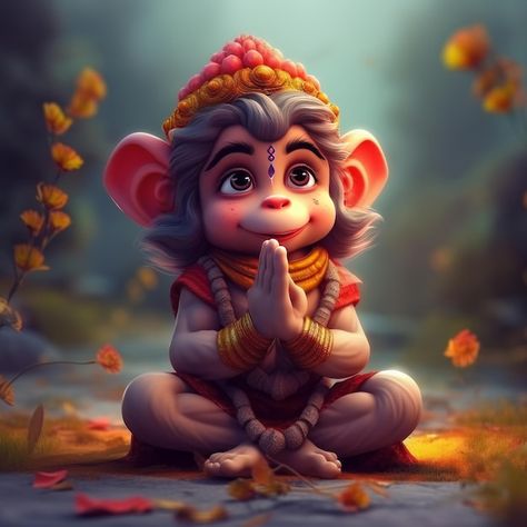 Super cute baby hanuman praying with fol... | Premium Photo #Freepik #photo #indian-god #hanuman #hindu-god #ramayana Cute God Pics, Cute God Picture, Baby Hanuman Hd Wallpaper, God Cute Images, Hanuman Cute Pics, Bal Hanuman Hd Wallpaper, Baby Hanuman Ji, Cute God Images, Cute Bal Hanuman