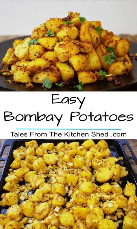 Easy Bombay Potatoes - the best ever Indian Spiced Roasties. The perfect partner for any curry recipe or to spice up your Sunday Roast ! Bbq Foods, Bombay Potatoes, Resep Pasta, Tofu Soup, Rogan Josh, Reiki Healer, Vindaloo, Idee Pasto, Sunday Roast