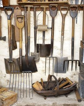 TARA DILLARD: How to Take Charge of Your Garage Storage Basement, Old Garden Tools, Garden Tool Organization, Old Garden, Vintage Gardening, Pvc Pipes, Farm Tools, Garden Tool Storage, Potting Sheds