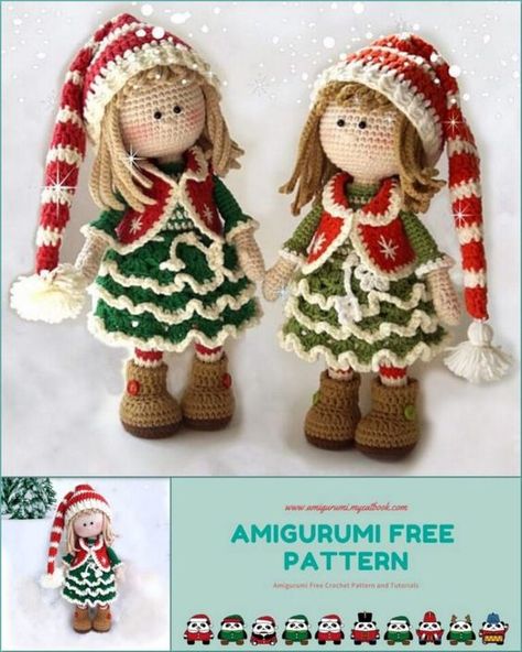 Amigurumi The Christmas Elf Free Pattern - Amigurumi Free Patterns Doll Amigurumi Free Pattern, Christmas Elf Doll, Christmas Crochet Patterns Free, Crochet Xmas, Crochet Dolls Free Patterns, Crochet Christmas Decorations, Elf Doll, Haken Baby, Holiday Crochet